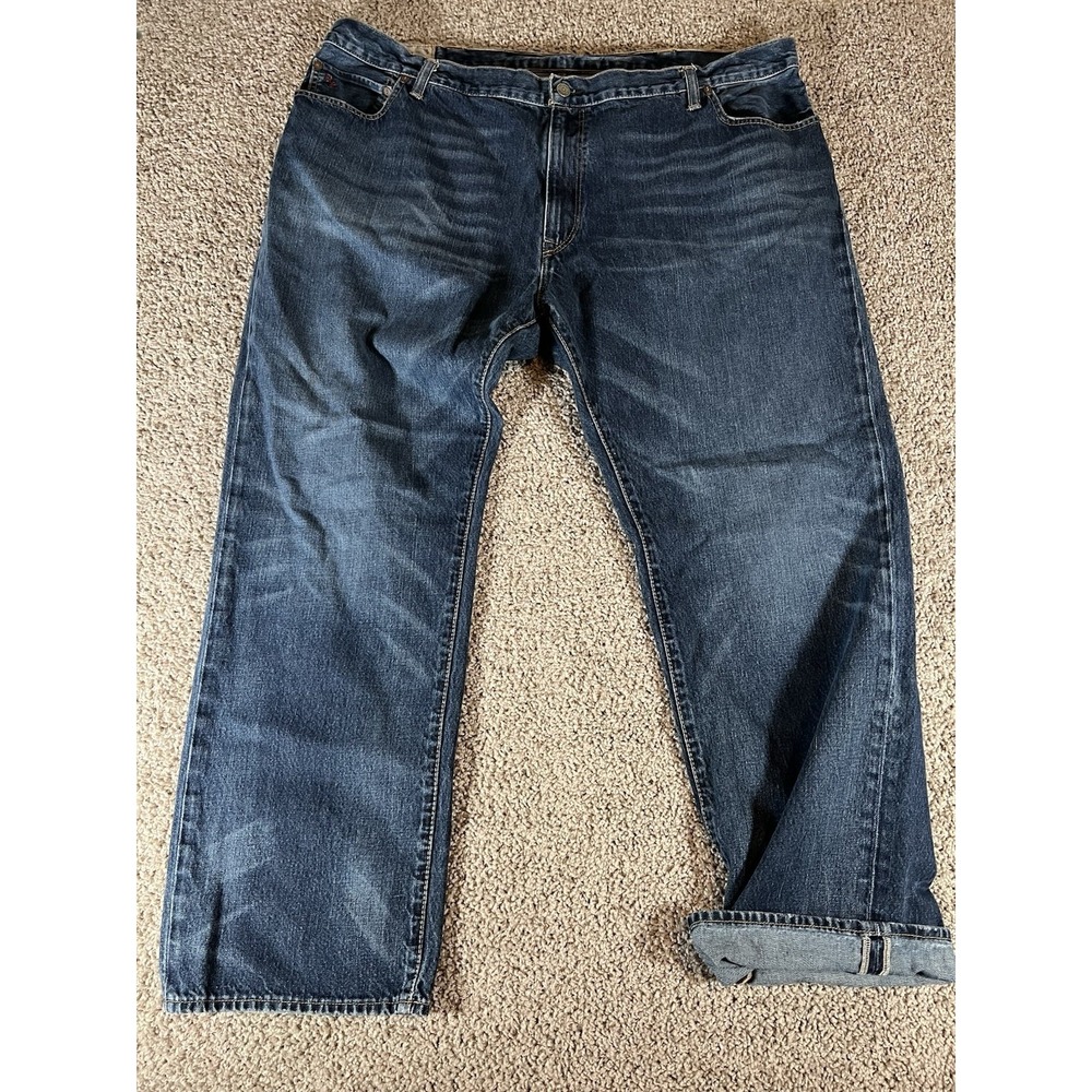 Polo Ralph Lauren Hampton Straight Red‎ Line Selvedge Blue Denim Jeans 46Bx32